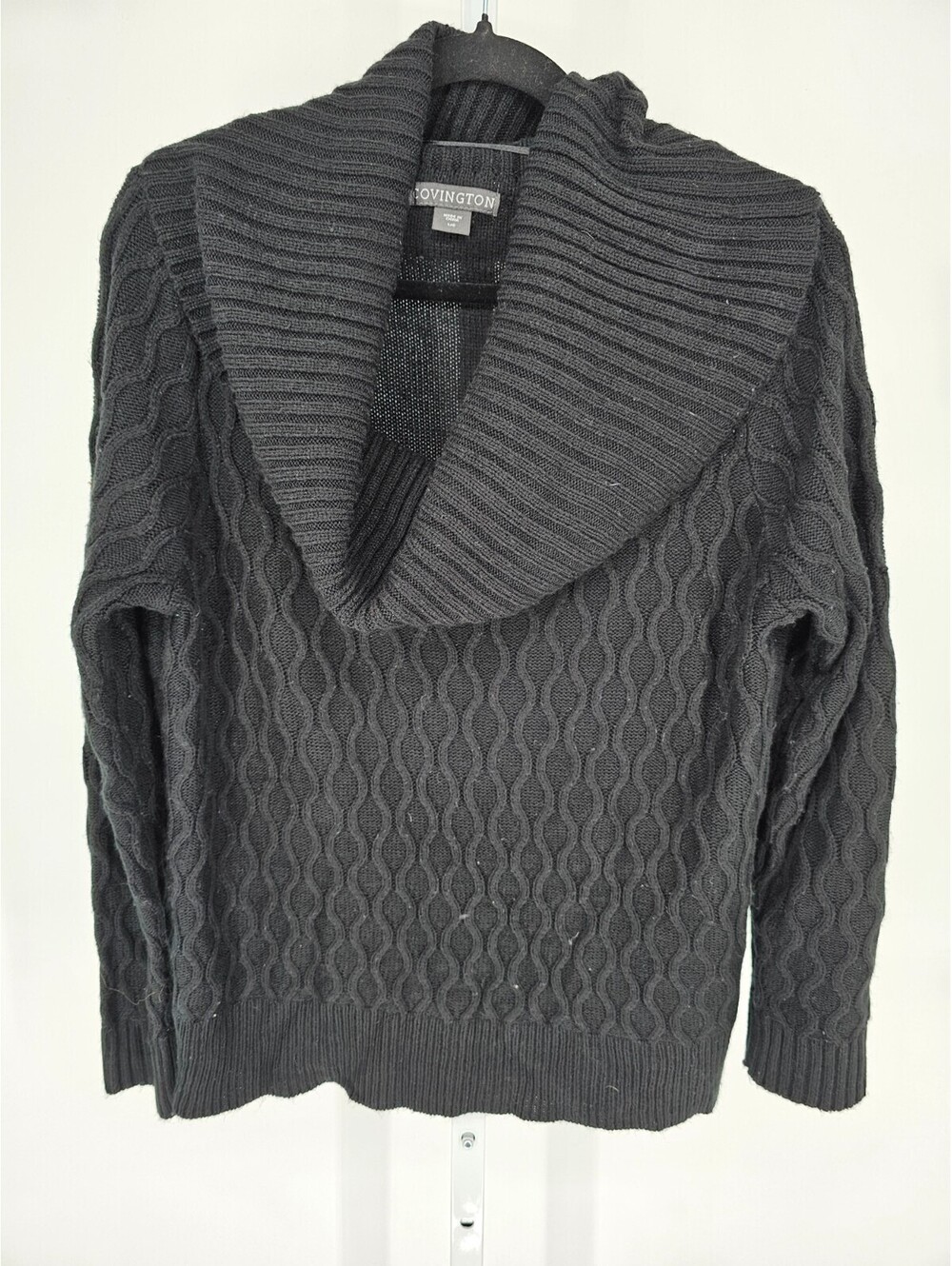 Covington Womens Sz L Cowl Neck Medium Knit Sweater Black
